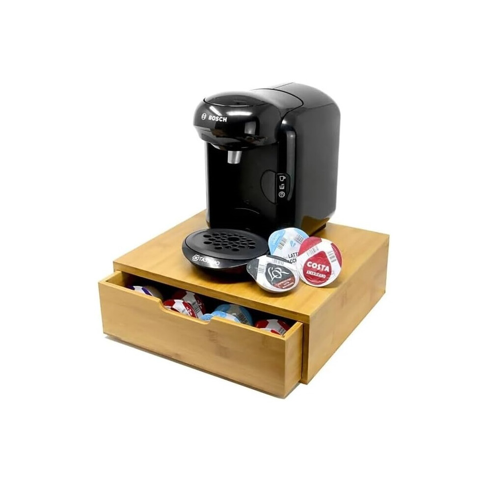 Magna Retail Coffee Pod Drawer & Stand Bamboo 64 Tassimo Pods Holder