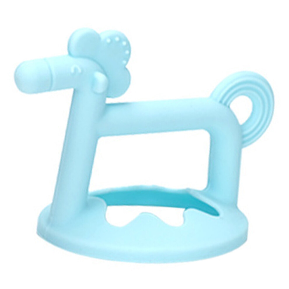 Baby Teething Toy Horse Shape Soft Food Grade Blue