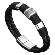 Mens Leather Bracelet,Braided Leather Bracelets,Black Leather Bracelet Men