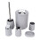 6-stückiges Badezimmer-Accessoires-Set, Grau, PP + Edelstahl 1