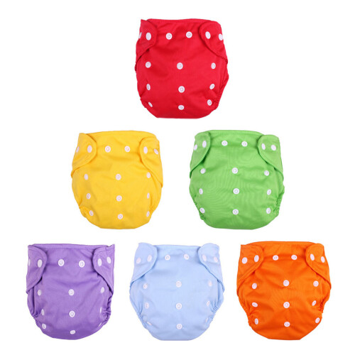 6PCS Baby Cloth Diapers Adjustable Washable 2