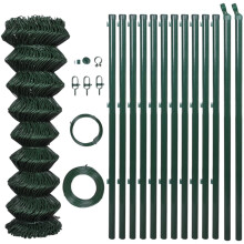 vidaXL Chain Fence 1x25m Green with Posts & All Hardware Garden Mesh Border