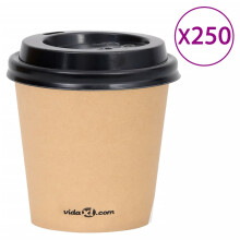 vidaXL 250x Coffee Paper Cups with Lids 120 ml Brown Tea Coffee to Go Cup