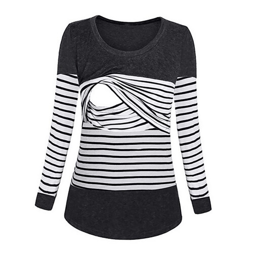 Women's Maternity Shirts Round Neck Long Sleeve
