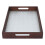 Serving Tray Walnut Wood Vintage Glass Cake Bread 2