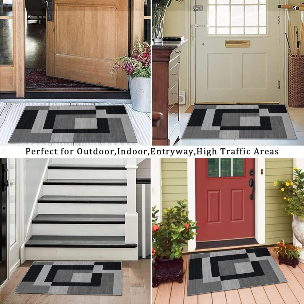 Imperial Rooms (60 X 110 Cm (2 Ft X 3 Ft 7 In)_Large Door Mat/Bath Mat, Milo Grey) Extra Large Rugs Living Room Printed Rug Runner Black