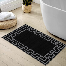 (60 x 110 cm (2 ft x 3 ft 7 in)_Large Door Mat/Bath Mat, Nico Black) Extra Large Rugs Living Room Printed Rug Runner