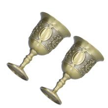 2 Stück Metall-Chrysanthemum-Muster Weingläser 7,5 x 4,5 cm Vintage Bar Trinkgläser