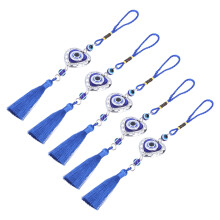 Schutz böser Blick Dekoration: 5 blaue Tassel-Anhänger für Auto und Raum