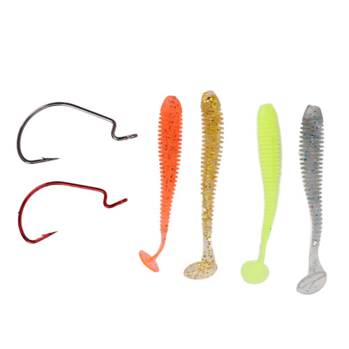 Effektive 5cm PVC Weiche Köder & Haken - 60 Stück Bass-Angelset 2