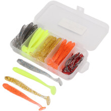 Künstliche T-Schweif-Bass-Spinnköder mit 60 Stück PVC-Ködern & Haken Set, 6 cm Größe