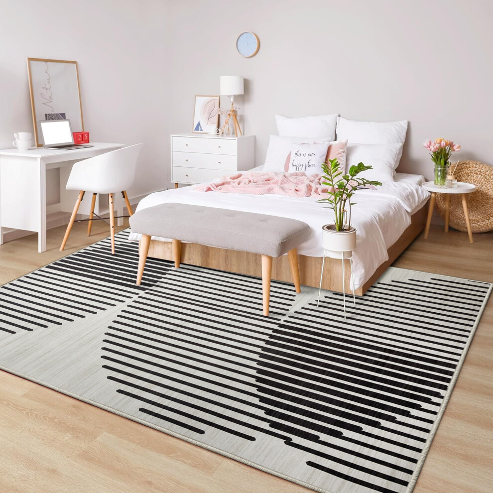 Imperial Rooms (200 X 290 Cm (6 Ft 5 In X 9 Ft 5In)- Extra Large Area Rugs Living Room Bedroom Carpet, Jett) Extra Large Rugs Living Room Printed Rug Runner White