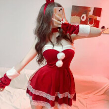 Sweet Christmas Suit Pure Desire Bow Suspender Sexy Dress Nightdress New Year Red Set with Stockings