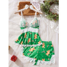 Halloween Christmas Multicolor Sexy Pajama Set Women's Homewear High-End Green