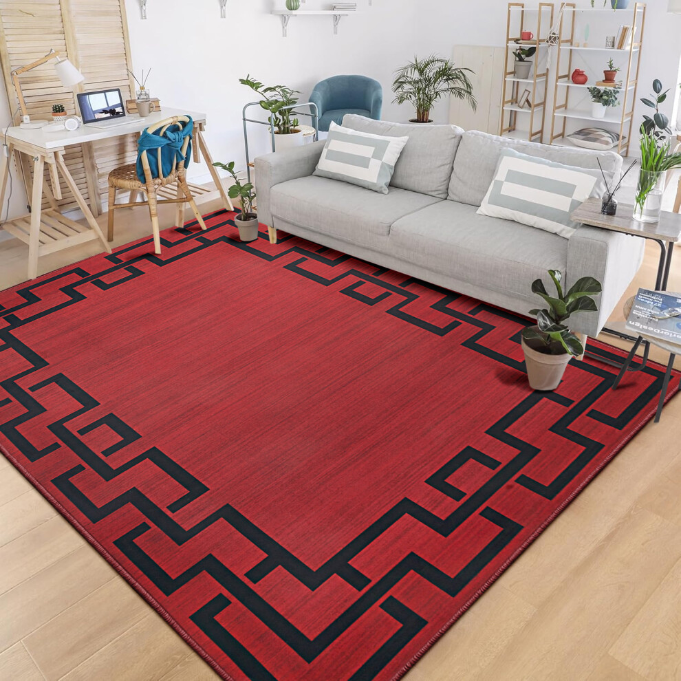 Imperial Rooms (200 X 290 Cm (6 Ft 5 In X 9 Ft 5In)- Extra Large Area Rugs Living Room Bedroom Carpet, Lexi) Extra Large Rugs Living Room Printed Rug Runner Red
