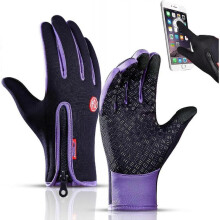 (S, purple) Winter Gloves for Men Touch Screen Warm Thermal Gloves, Waterproof Warm Glove, Cold Weather Gloves for Running Cycling