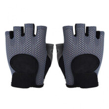 (S, Gray) Women Fitness Half Finger Gloves Breathable Mesh Training Weightlifting Mittens