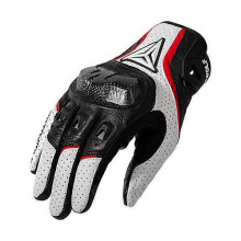 (L, White) Men woman Gloves Motorcycle Gloves Full Finger Riding Moto Gloves Summer Winter Motocross leather Gloves Guantes Gloves