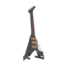 Großes, langes, schwarzes V-Form Mini-Gitarrenmodell Dekor Geschenk Ornament