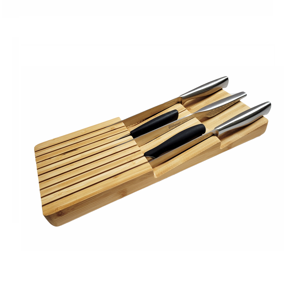 Magna Retail Knife Block Drawer Organiser Bamboo Knives Storage In-Drawer