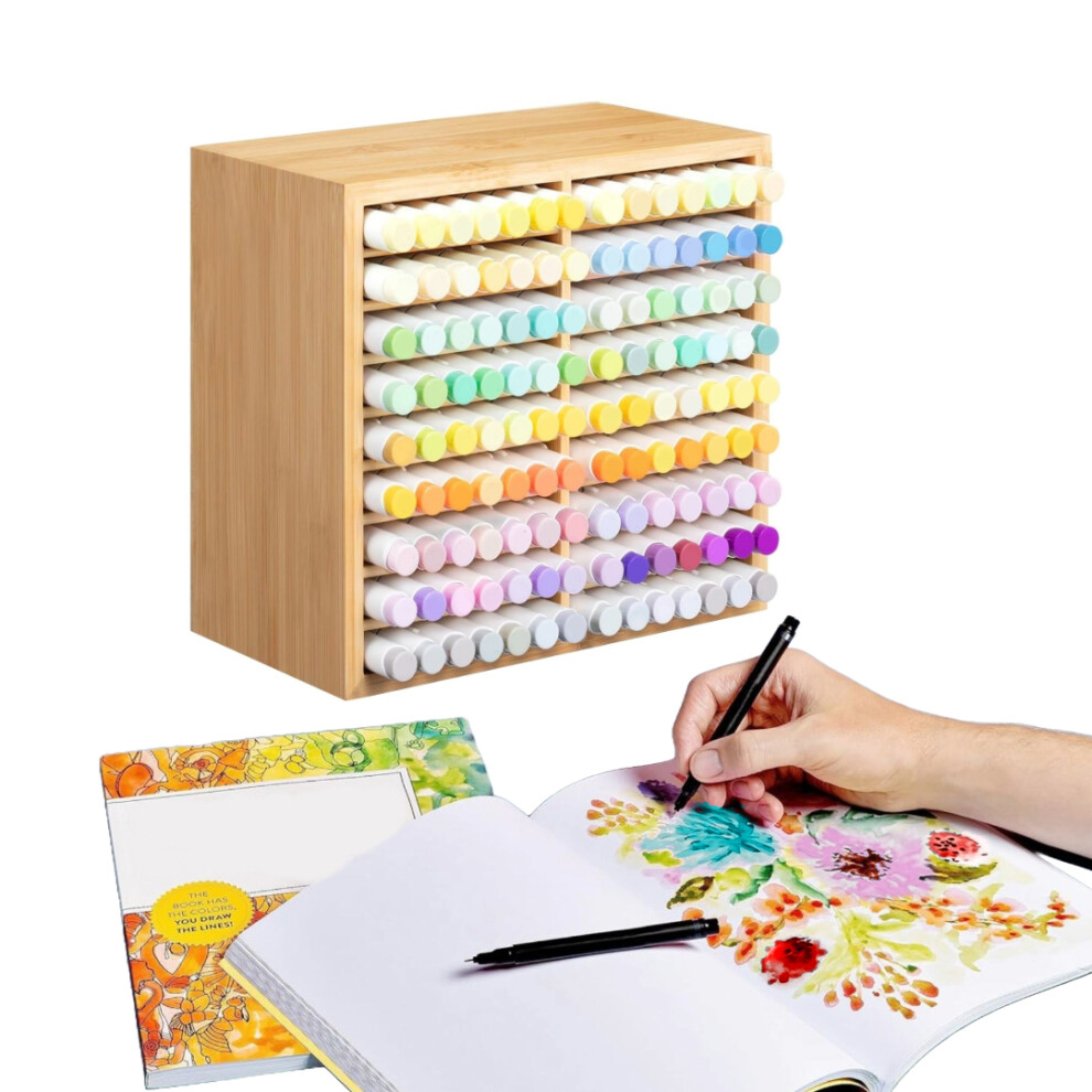 Magna Retail Marker Pen Storage Bamboo Wooden Desk Organiser Art Supplies Storage