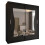 Modern Sliding Wardrobe With Mirror Doors & Shelves-Rail Storage 203cm Black 2