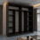 Modern Sliding Wardrobe With Mirror Doors & Shelves-Rail Storage 203cm Black 3