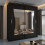 Modern Sliding Wardrobe With Mirror Doors & Shelves-Rail Storage 203cm Black 1