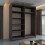Modern Sliding Wardrobe With Mirror Doors & Shelves-Rail Storage 150cm Grey 3