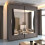 Modern Sliding Wardrobe With Mirror Doors & Shelves-Rail Storage 150cm Grey 1