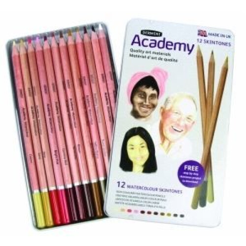 Derwent Blechdose mit 12 Aquarellstiften in Farben Pea…