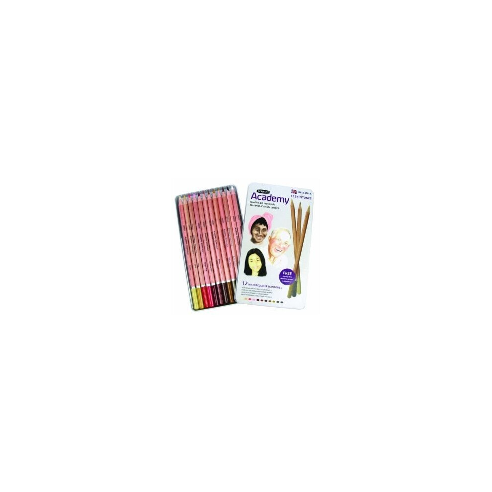 Derwent Metal Box Of 12 Watercolor Pencils In Pe…