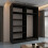 Modern Sliding Wardrobe With Mirror Doors & Shelves-Rail Storage 150cm Black 3