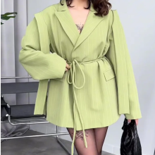 (XL)Autumn Fashion Lapel Loose Tie Waist Short Women's Suit