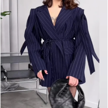 (M)Autumn Fashion Lapel Loose Tie Waist Short Women's Suit