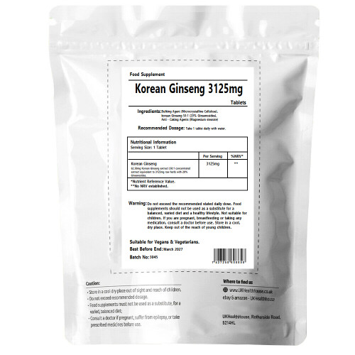 Korean Ginseng MAX 3125mg - 30 Tablets - Extra Potency Ginsenosides 1