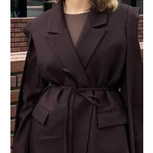 (2XL)Autumn Fashion Lapel Loose Tie Waist Short Women's Suit
