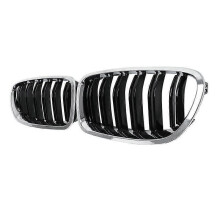 Car Chrome+Glossy Black Dual Slats Front Kidney Grille Grill For- F10/ F11 M5 535I 550I 528I 4-Door