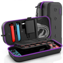 (Purple) OIVO IV-SW188 Compatible For Nintendo Switch / Switch OLED Carrying Bag Game Console and Accessories EVA Storage Case