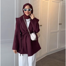 (M)Autumn Fashion Lapel Loose Tie Waist Short Women's Suit