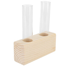 Hydroponischer Pflanzenvase Doppelrohrglas mit Holzrahmen, 250ml