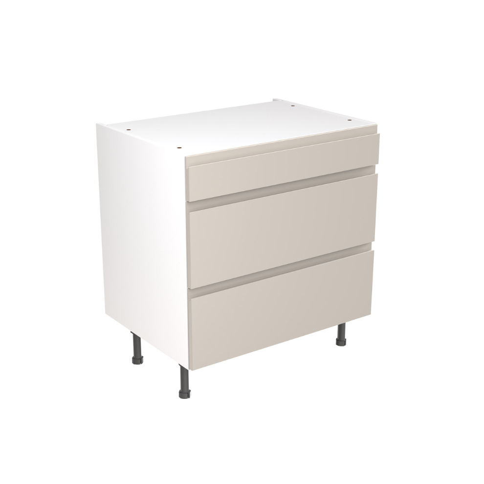 Flatpack Three Drawer Base Unit J-pull Super Gloss Light Grey 800mm - FKKJ0207 - Image 3
