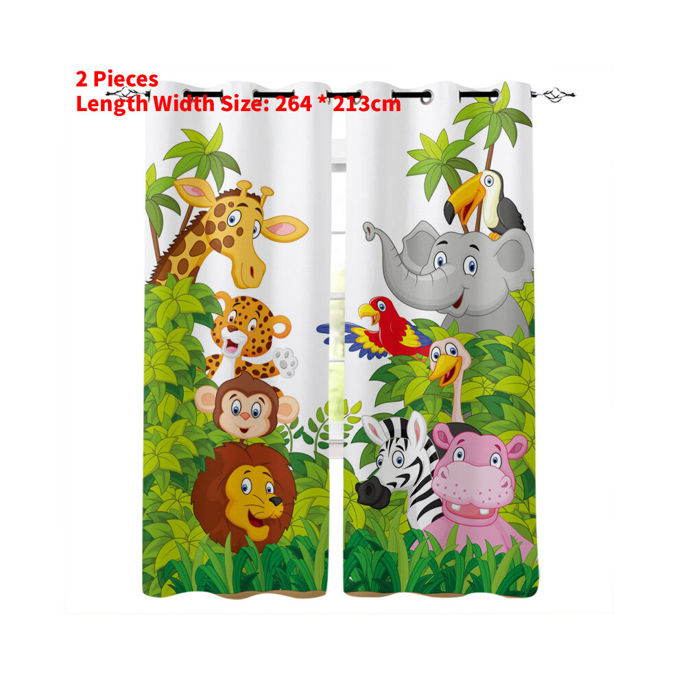 (Style J) Curtain Zoo Forest Cartoon Children 3d Digital Printing Lightblocking Curtain-image-OPC-PK6CVBN-NEW