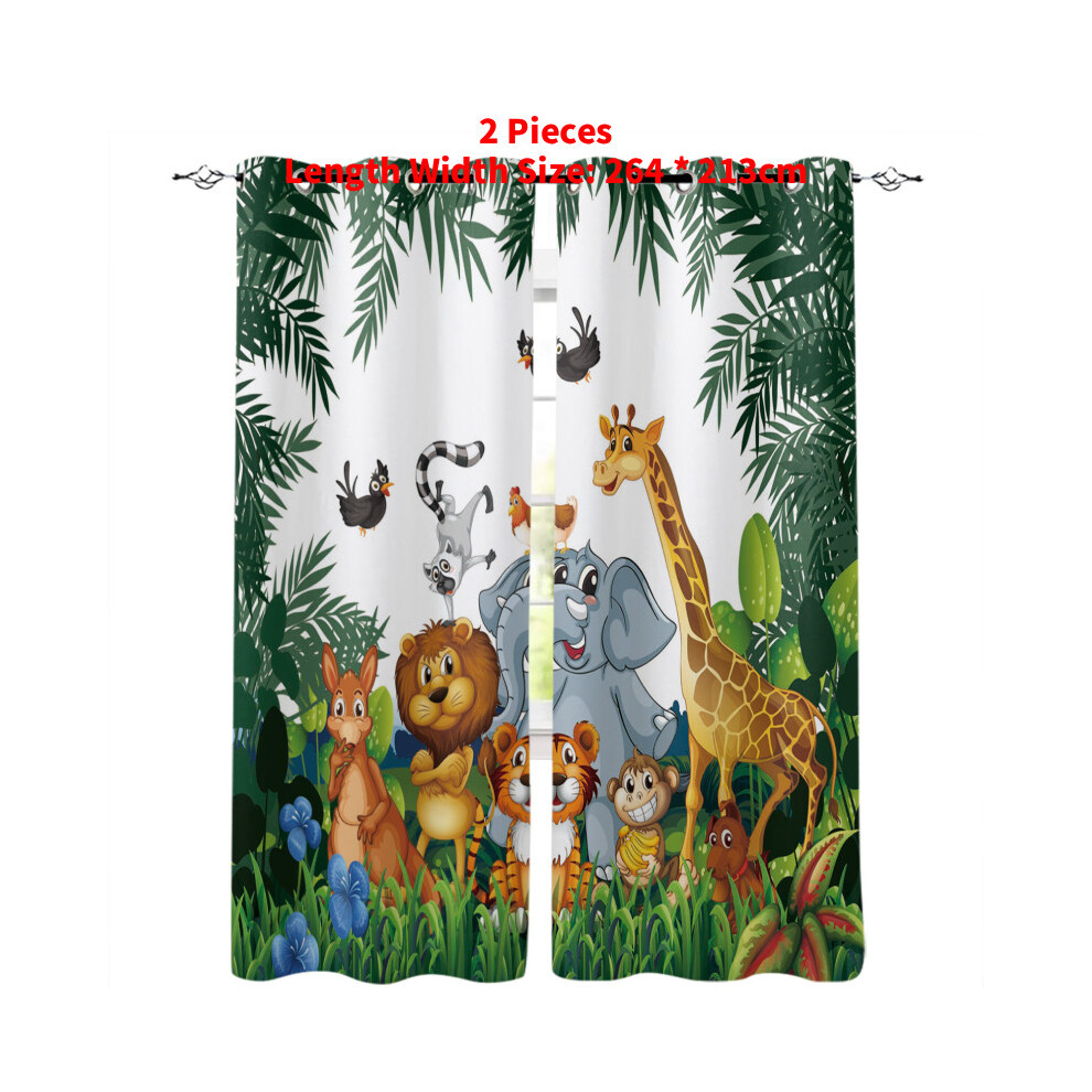 (Style A) Curtain Zoo Forest Cartoon Children 3d Digital Printing Lightblocking Curtain-image-OPC-PK6CVBB-NEW