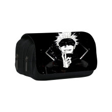 (4)Jujutsu Kaisen Motif Double Couche Housse à Rabat Étudiant Papeterie Sac de Rangement