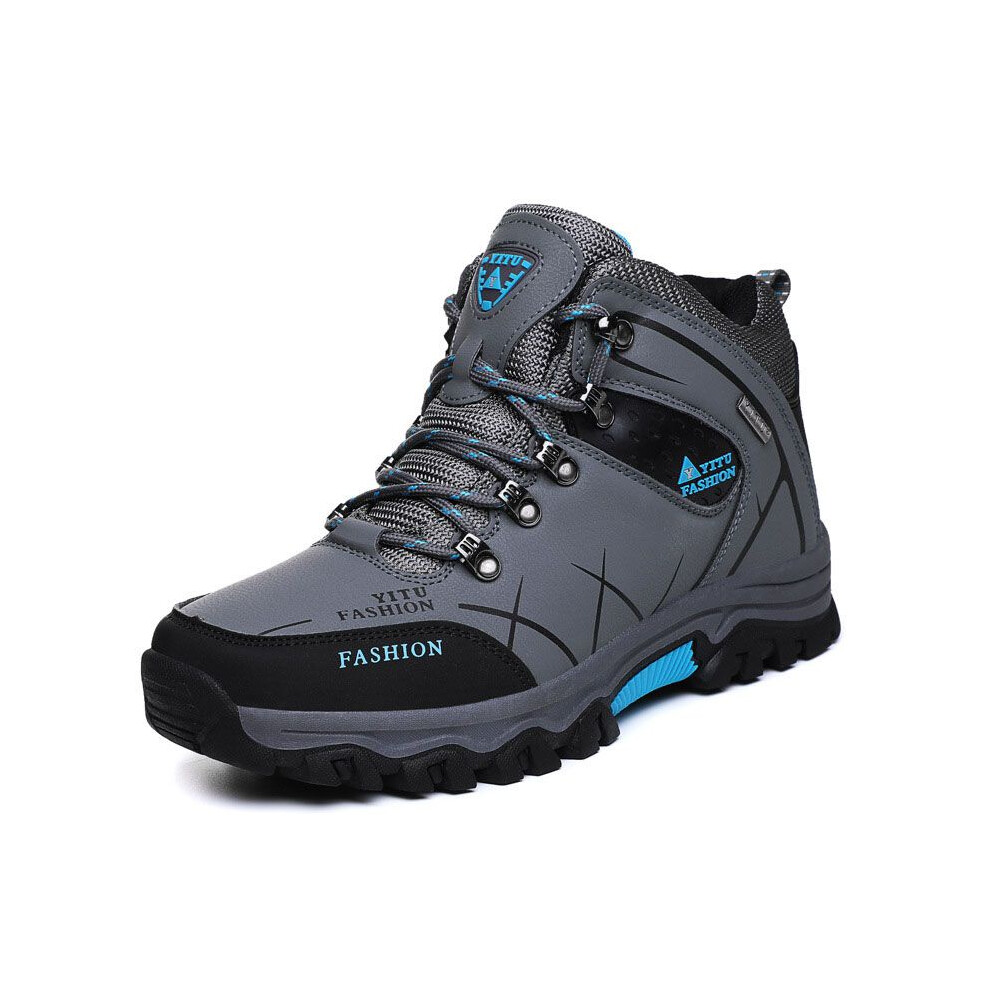 (Gray, EU43) Winter Snow Mens Boots Warm Sports Outdoor Waterproof Ankle Work Shoes Hiking