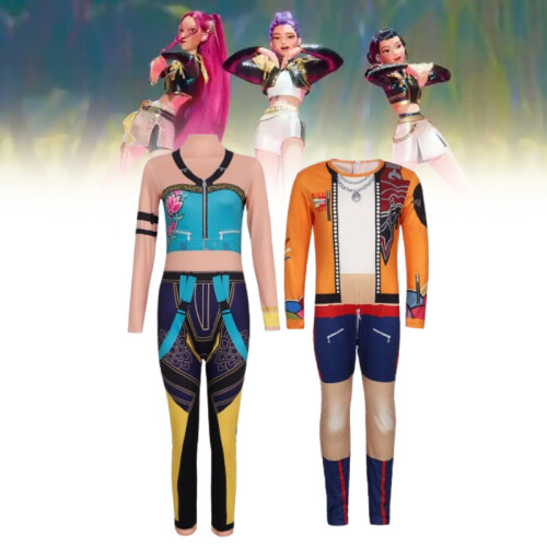 Tuta K-Pop Bambine 2 Pezzi - Felpa Con Cappuccio E Pantaloni Demons Hunters, Stile Y2K
