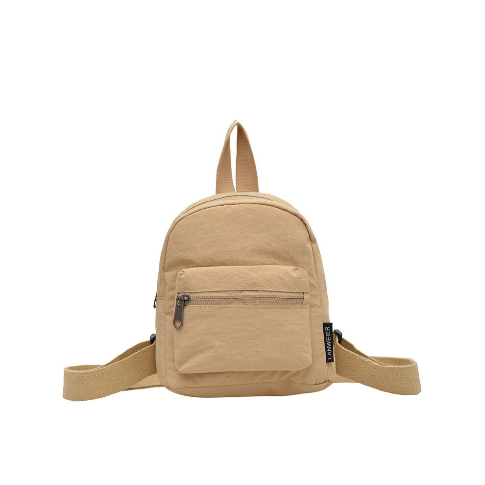 (Khaki) Modern Solid Color Compact Backpack Stitch Detail Polyester Daily Travel Lining-image-OPC-PK6FFJN-NEW