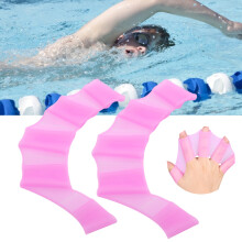 Lila Silikon Schwimm-Handschellen Flossen - Größen L/M/S