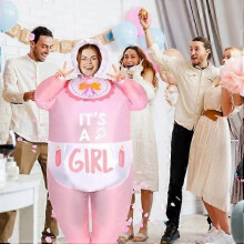 (Light Pink) Gender reveal inflatable costume, party halloween role play costume, adult